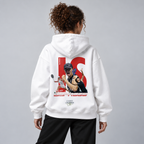 Iga Swiatek Oversized Hoodie Weiß – On-Body-Mockup Rückenansicht