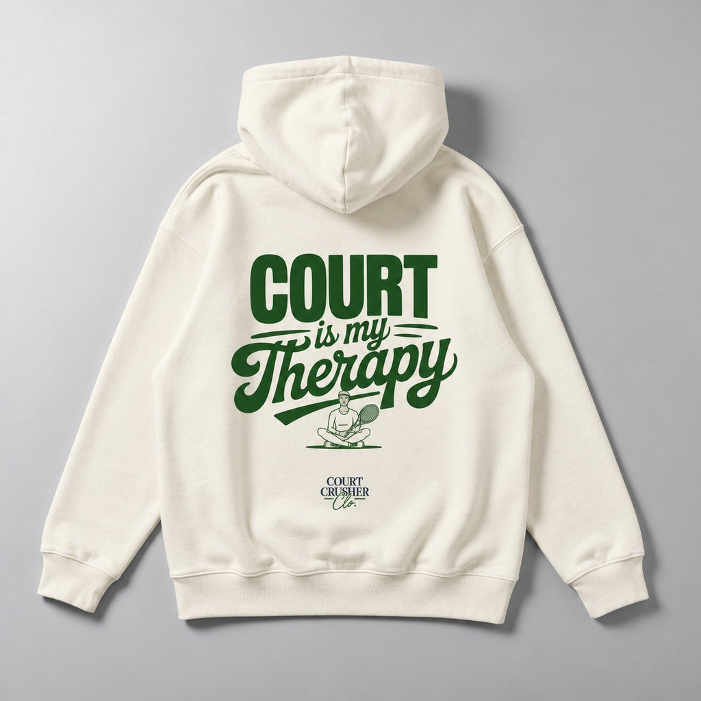 Court is my Therapy - Oversized Hoodie – Farbe Natural Raw | Tennis Streetwear von Court Crusher Clo.