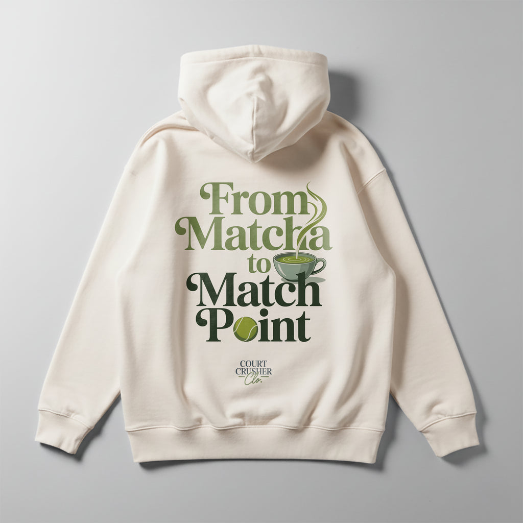 From Matcha to Match point - Oversized Hoodie – Tennis Streetwear von Court Crusher Clo.