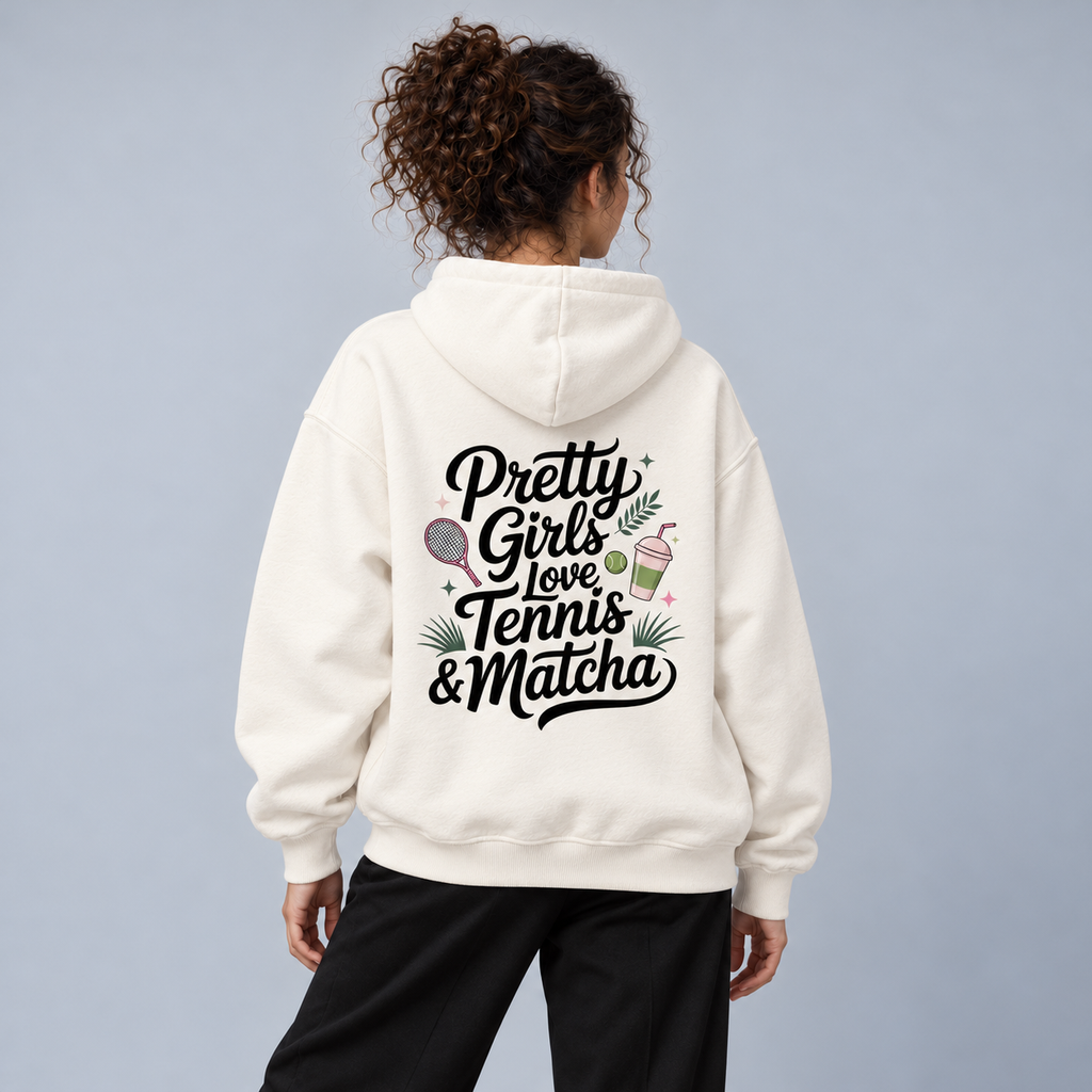 Pretty Girls love Tennis & Matcha – weibliches Model, Rückenansicht