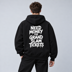 Need Money for Grand Slam Tickets - Oversized Hoodie – On-Body-Mockup, männliches Model