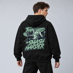 Train Hard, Smash Harder - Oversized Hoodie – On-Body-Mockup, männliches Model