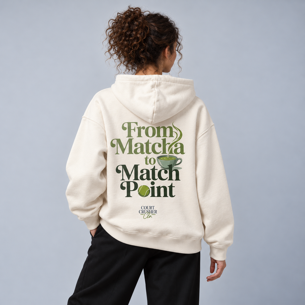 From Matcha to Match point - Oversized Hoodie – On-Body-Mockup, female Model